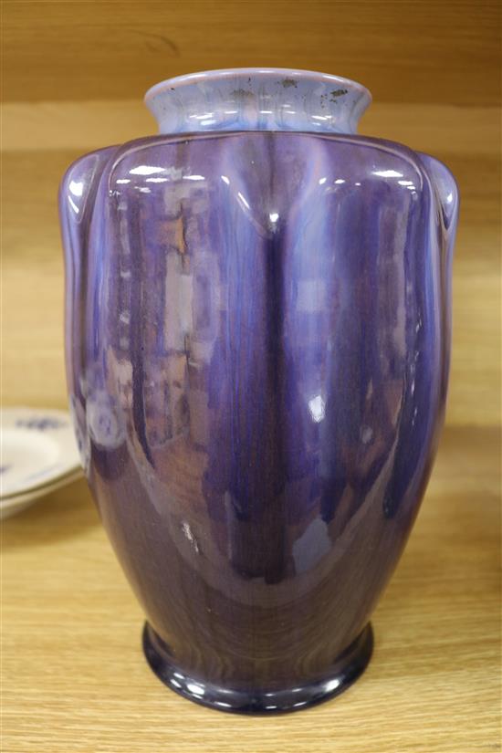 A Pilkingtons Royal Lancastrian dark blue glazed vase, pattern number 2090